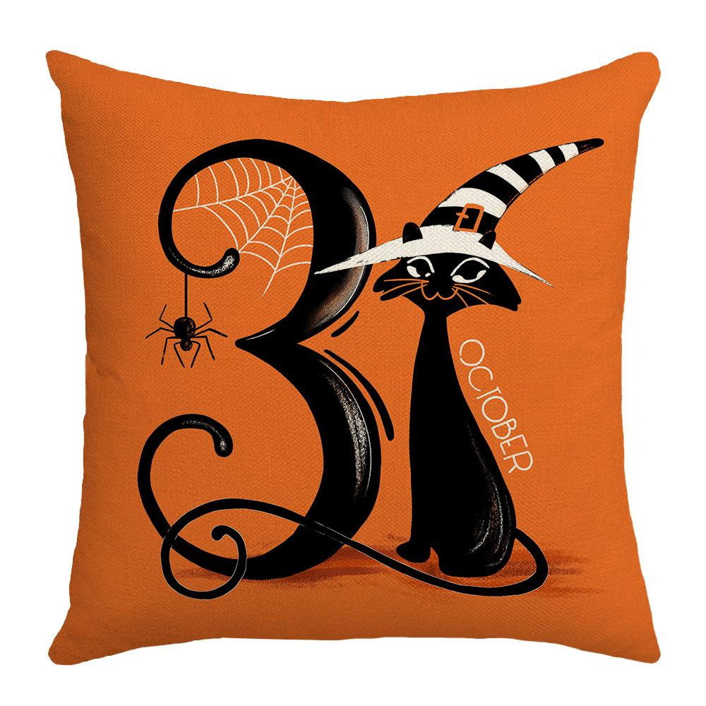 Halloween Pillow Covers 18x18 Inch Pumpkin Cat Witch Hat Stripe Couch Cushion Case Home Decor Washable