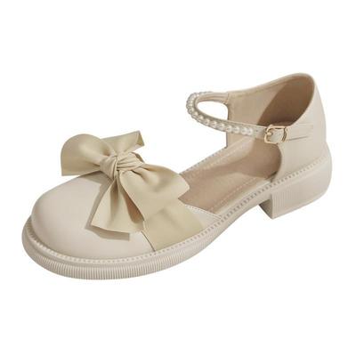 Fashion Mary Jane Shoes Women's 2025 Summer Hollow Flat Bottom Bow Small Leather Shoes Single Shoes Women's Skirt Sandals Women's