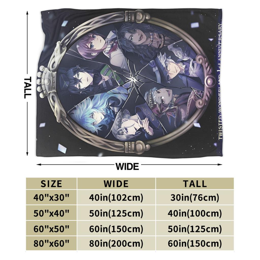 Twisted-Wonderland the Animation Anime Gift Blanket For Men Women Warm Cozy Fluffy Throw Blankets for Couch Multiple Sizes