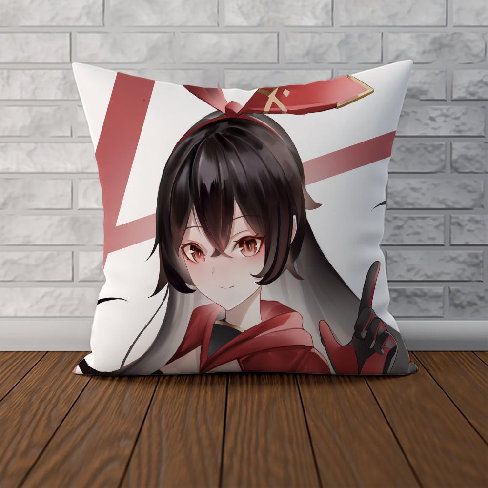 Genshin Impact Pillow Case For Car Sofa Decorative Home Doublesided Print Plush Square Throw Pillow Cushion Cover