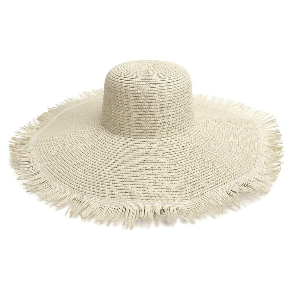 Large Brim Floppy Straw Hat Foldable Travel Beach Cap Casual Summer Sun Hat