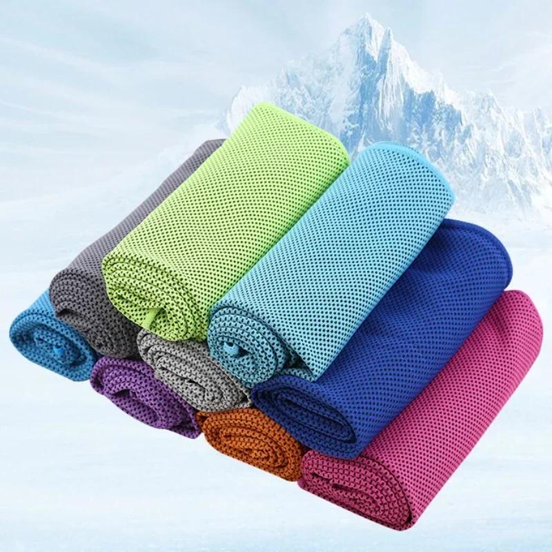 Mini ensemble de Gel de silice Portable, serviette froide en Fiber de Polyester, serviette rafraîchissante pour l'extérieur, Fitness, sport, course à pied, séchage rapide