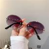 Lunettes de soleil à la mode pour femme été sans monture lunettes de soleil à bord ovale marque de mode concepteur nuances rose femmes lunettes de soleil UV400