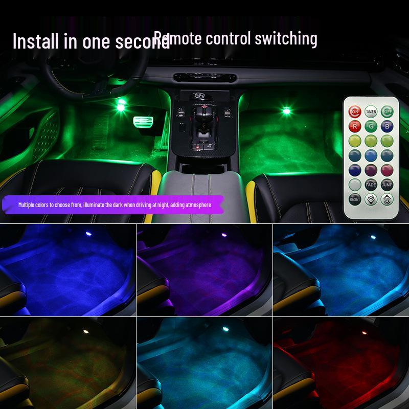 Wireless Car Interior Foot and Atmosphere Light with Remote Control - Easy Installation