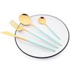 4People High Quality White Gold Dinnerware Set Stainless Steel Tableware Flatware Knife Fork Coffee Spoon Cutlery Western Kiechen Silverware
