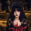 1PCS Black Veil Halloween Rose Flower Headband Costume Cosplay Wedding Mexican Rose Flower Crown Headband Day of The Dead Party