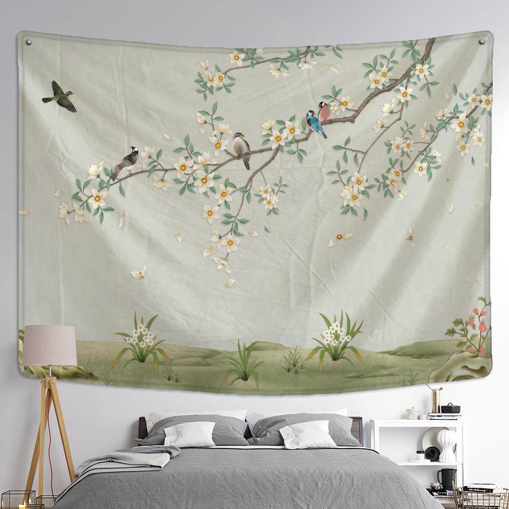 Creative Printing Tapestry Art Decor Colourful Flowers Leaves Wall Hanging Floral Tapestries For Dorm Living Room Bedroom Decor