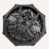 Viking Warrior Skull with Horns Circular Sticker DecalUmbrella, Portable 3-Fold Compact Umbrella,Christmas Gift ES405