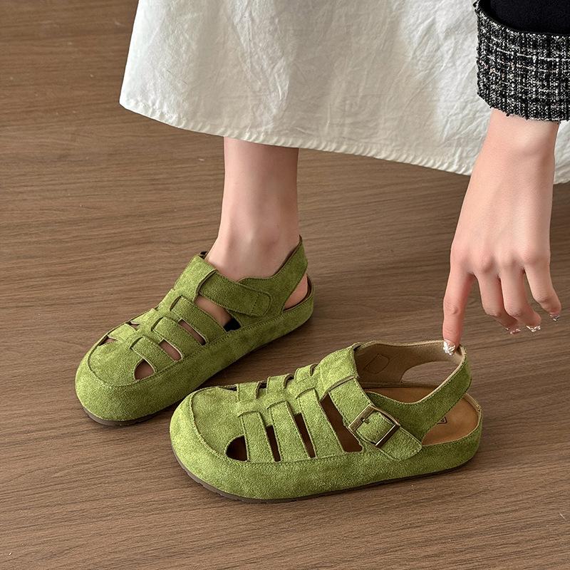 Nové mäkké kožené topánky pre ženy, všestranné a retro sandále