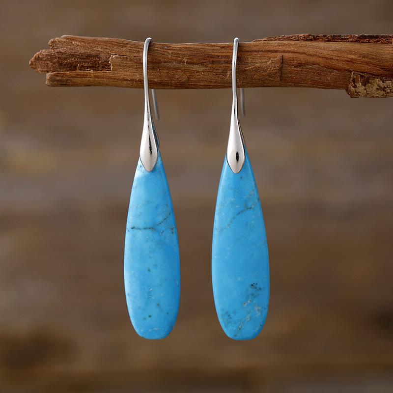 Luxury high quality light luxury long water drop natural stone exaggerated earrings earrings European and American popular niche jewelry hot sale