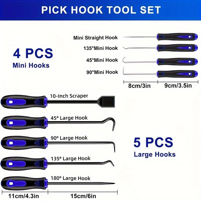 13-Piece Durable Mechanic Hook and Pick Tool Set with Auto Clip Removal Plier, Rivets Puller, Telescoping Magnetic Pickup, Gasket Scraper