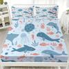Ensemble de 3 draps-housses Motif Animaux Marins Vie Marine Résistant aux Taches Draps de Lit avec Taies d'Oreiller Pour Décoration de Chambre