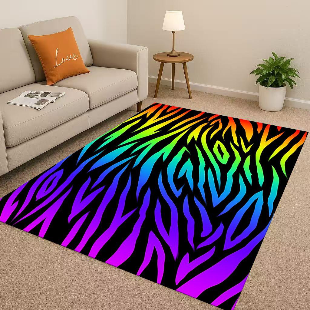 HD Zebra Tiger Leopard Tier Streifen Druck Kunst Wohnzimmer Rutschfeste Teppichmatte für Schlafzimmer Spielzimmer Sofa, Heimdekoration Fußmatte