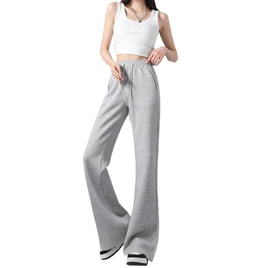 Dames Uitlopende Broek Elastische Hoge Taille Verstelbaar Trekkoord Atletische Losse Broek met Zakken Casual Effen Kleur Casual Broek
