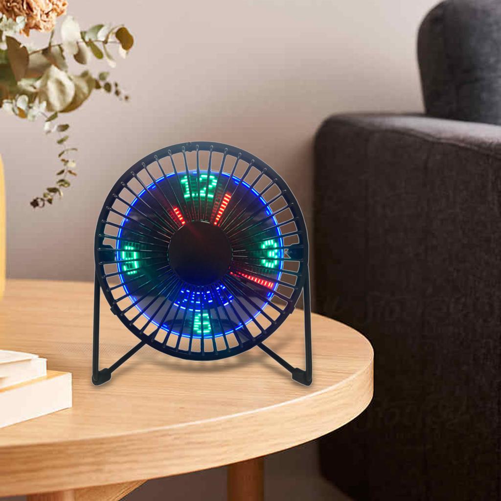 LED USB Time Clock Fan with Real Time Display Function Hand Held Fan Table Fan Desk Fan for Summer Office Dorm Room Home Travel
