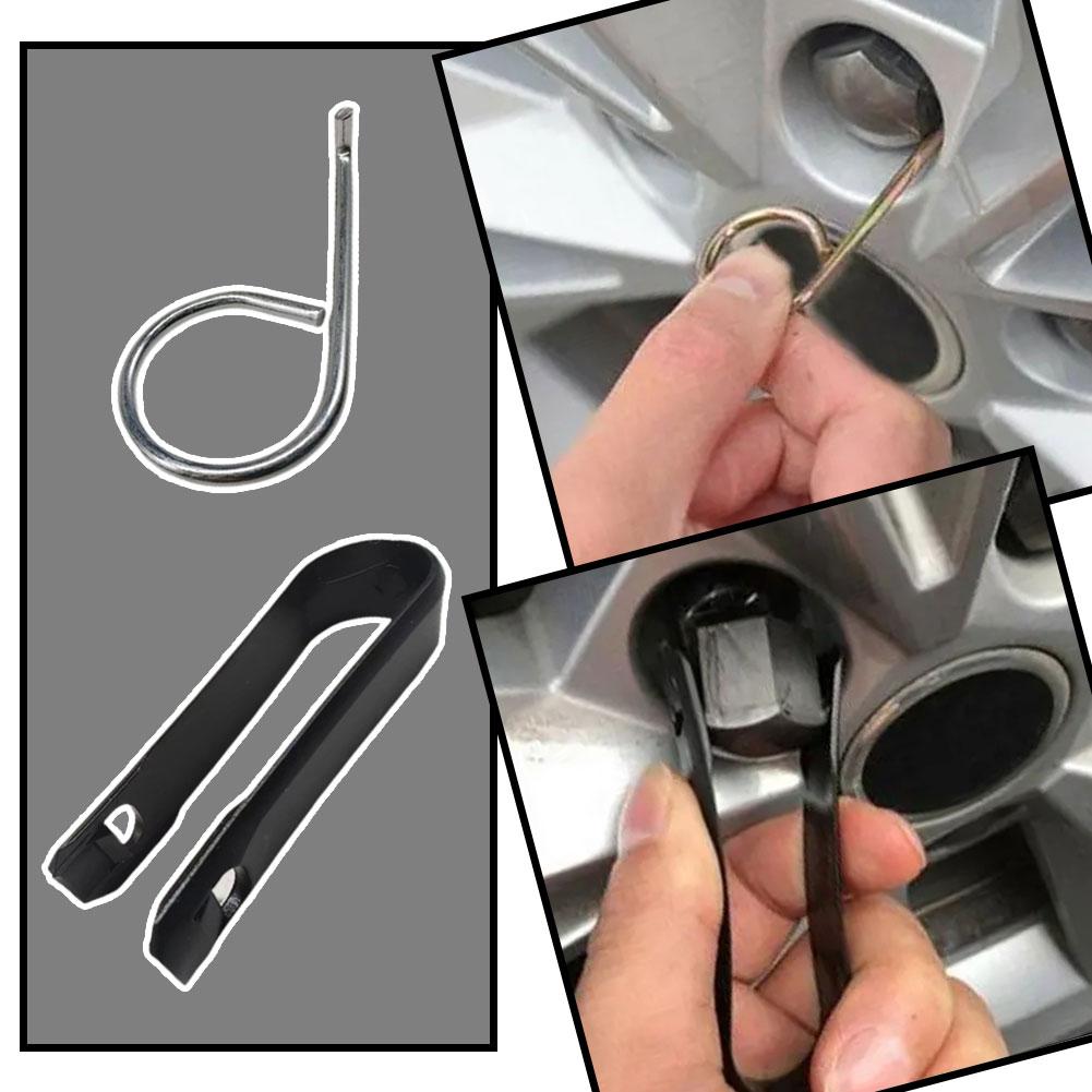 2024 New Auto Wheel Bolt Caps Puller Hook Anti-theft Removal Screw Tool Extractor Cap Hook Cap Nut Removal Wheel Cover B9m0