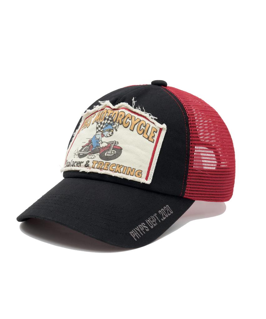 PHYPS MOTORCYCLE Riding Bear Mesh Ball Cap Black
