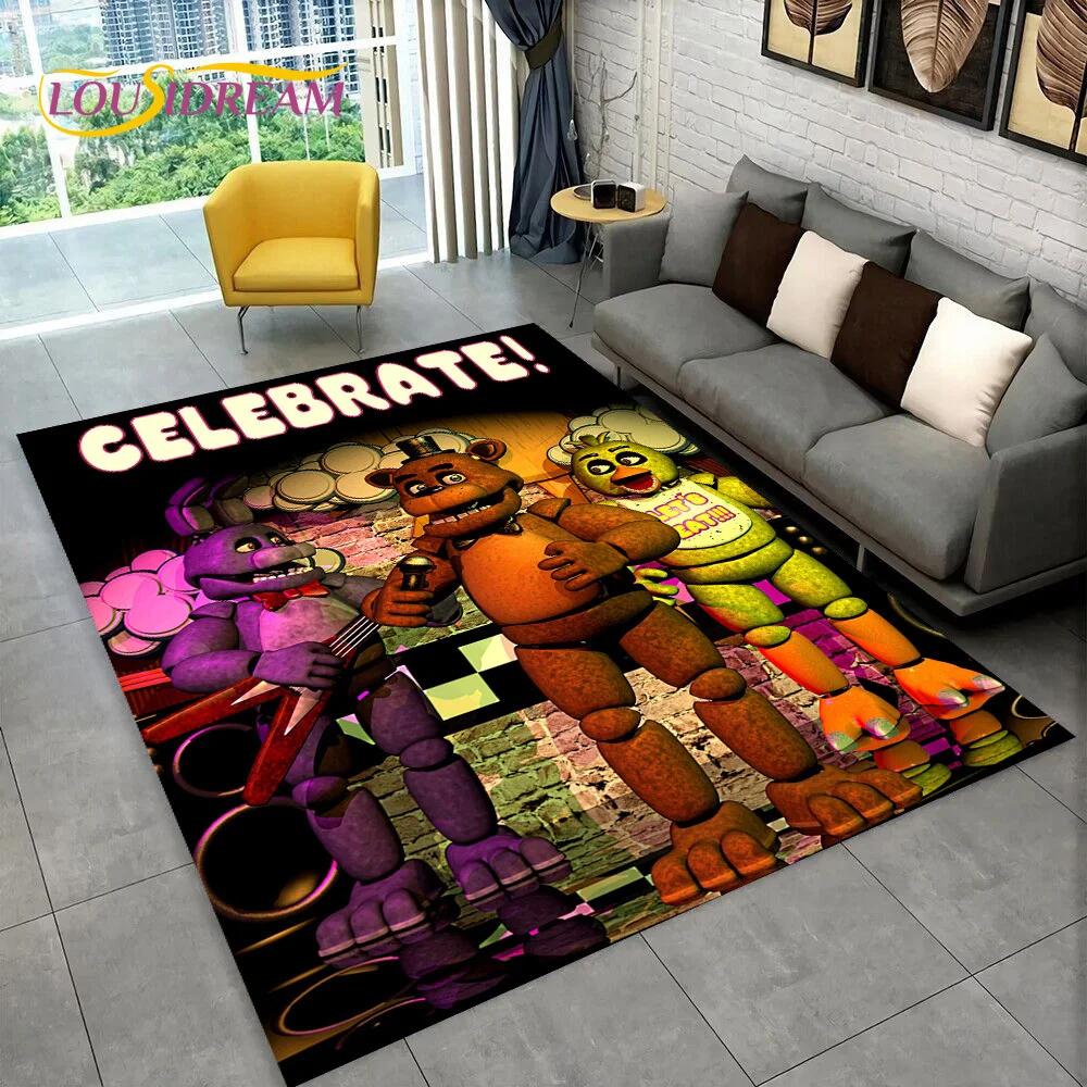 Tapis Tapis Freddy FNAF Jeu d'horreur pour la maison Salon Chambre à coucher Canapé Paillasson Décoration, Tapis pour aire de jeux pour enfants Tapis de sol antidérapant