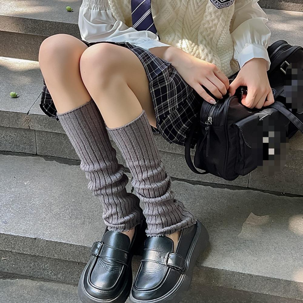 42 cm süße süße japanische Lolita-Beinwärmer, Damen, Knöchelwärmer, Mädchen, Gothic, lange Socken, Y2K, dünn, gestrickt, Cosplay, Haufen, Haufen, Socken
