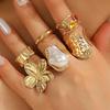 Trendy Cross-Border Metal Flower Open Ring Set - Women's Fashion Accessories