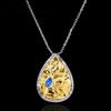 Embossed Two-Color Elegant Sapphire Pendant Four Seasons Collarbone Necklace Women