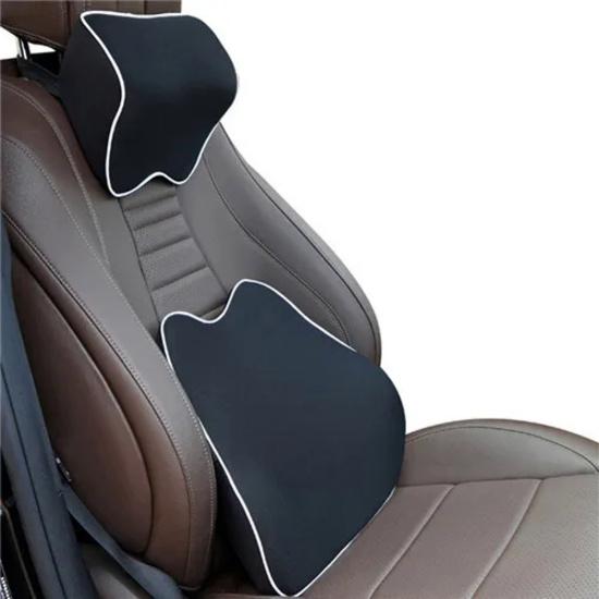 Almofada para encosto de cabeça de carro, suporte lombar com memória de pescoço, algodão respirável, almofada para encosto de cabeça, assento