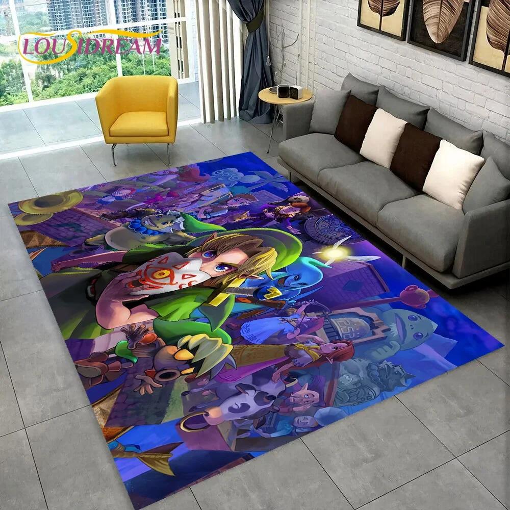 Tapis Dessin Animé 3D Z-Zelda2 pour Salon Chambre Décoration Maison, Tapis de Sol Antidérapant Décoration pour Canapé Paillasson Enfants 2025
