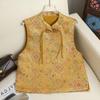 2026 Chinese Brocade Sleeveless Vest: Retro Frog Button Jacquard Top for Middle-Aged and Elderly Women