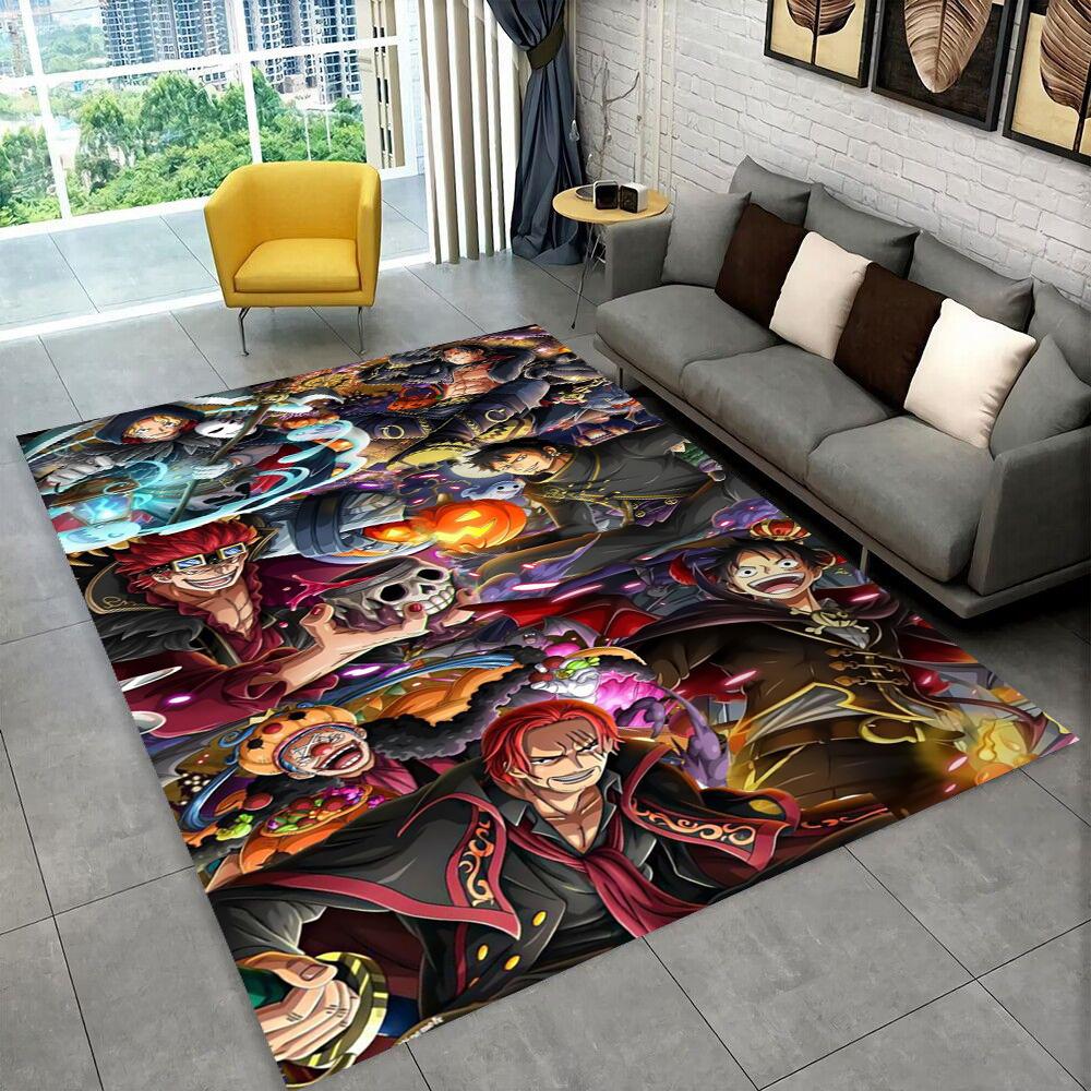 3D One Piece Cartoon Anime Teppich für Spielzimmer, Schlafzimmer, Wohnzimmer, Sofa, Heimdekoration, rutschfeste Bodenmatte für den Spielebereich von Kindern