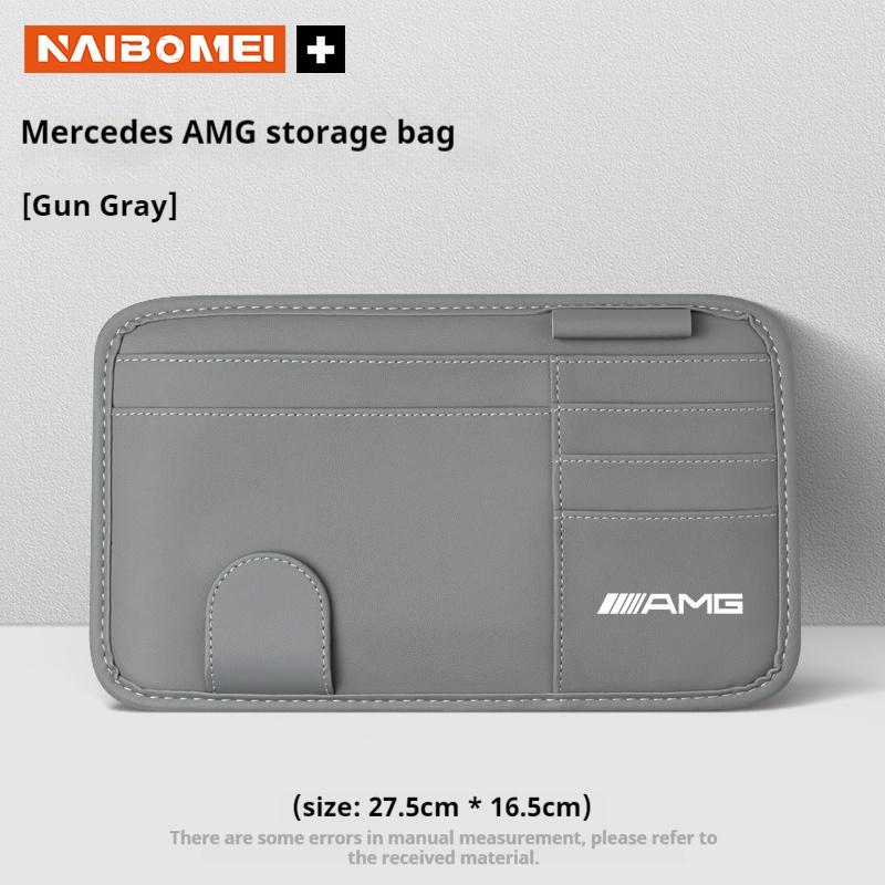 Car PU Leather Sun Visor Glasses Clip Card Holder Storage Pockets For Mercedes Benz AMG R C E V Class Viano SLK GLC SL Vito GLK