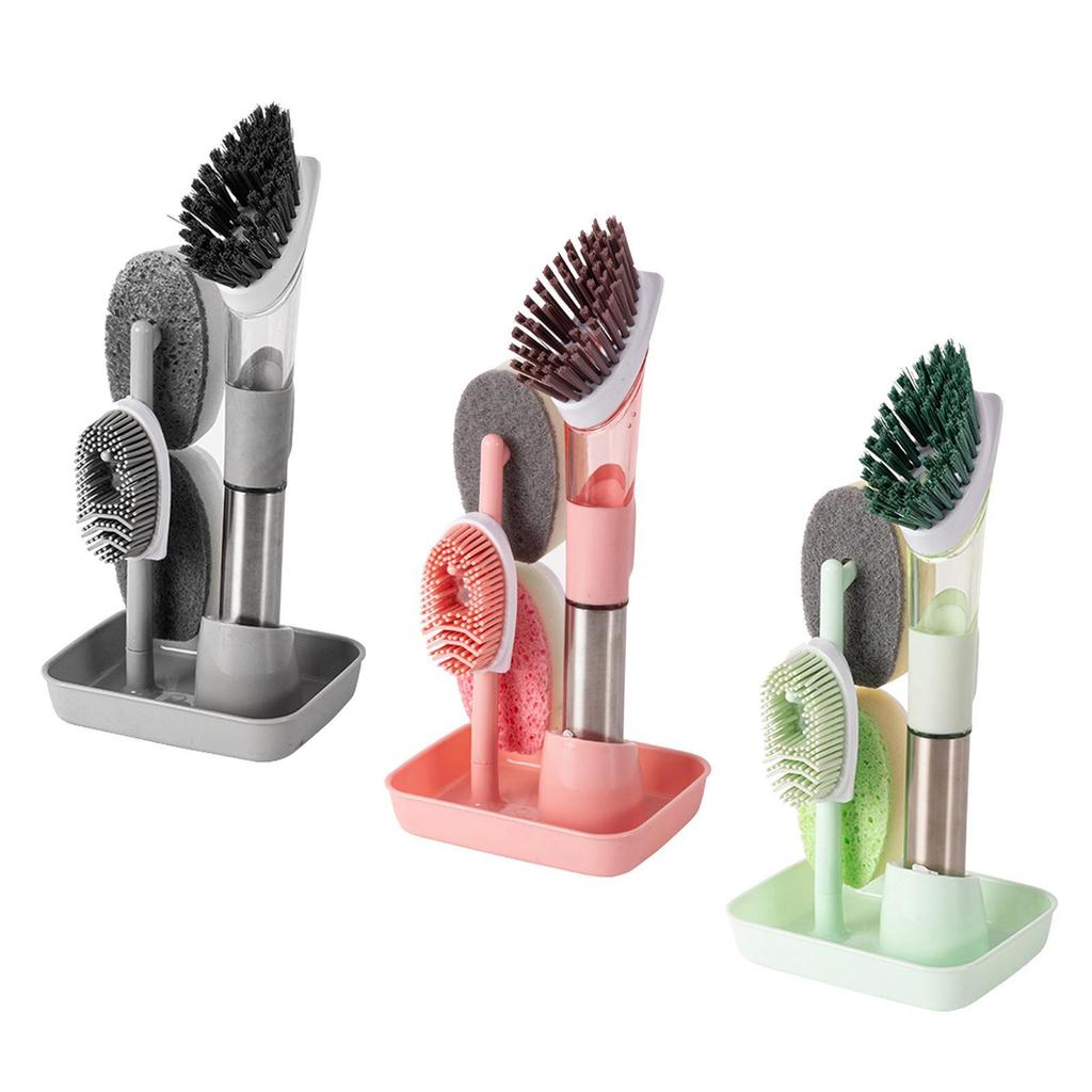 Dish Cleaning Brush Set Soap Dispensing Bowl Ber Washing Sponge Cleaner