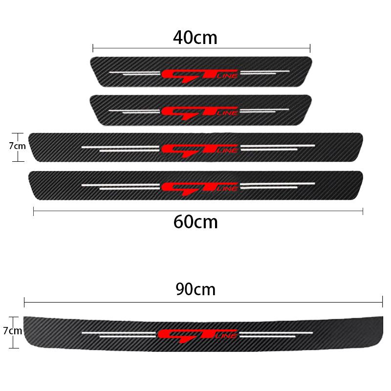 Carbon Fiber Car Door Sill Threshold Anti Scratch Protective Stickers Decals For Kia GT Line Sportage Ceed Picanto K3 K5 Stonic dmzu30