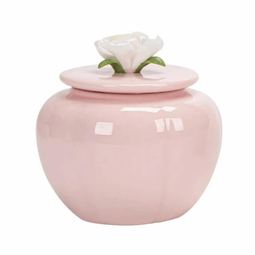 Pink Flower Ceramic Tea Jar Chinese Style Handmade Porcelain Tea Tin Moisture-proof with Sealed Lid Tea Sealed Jar Home Use