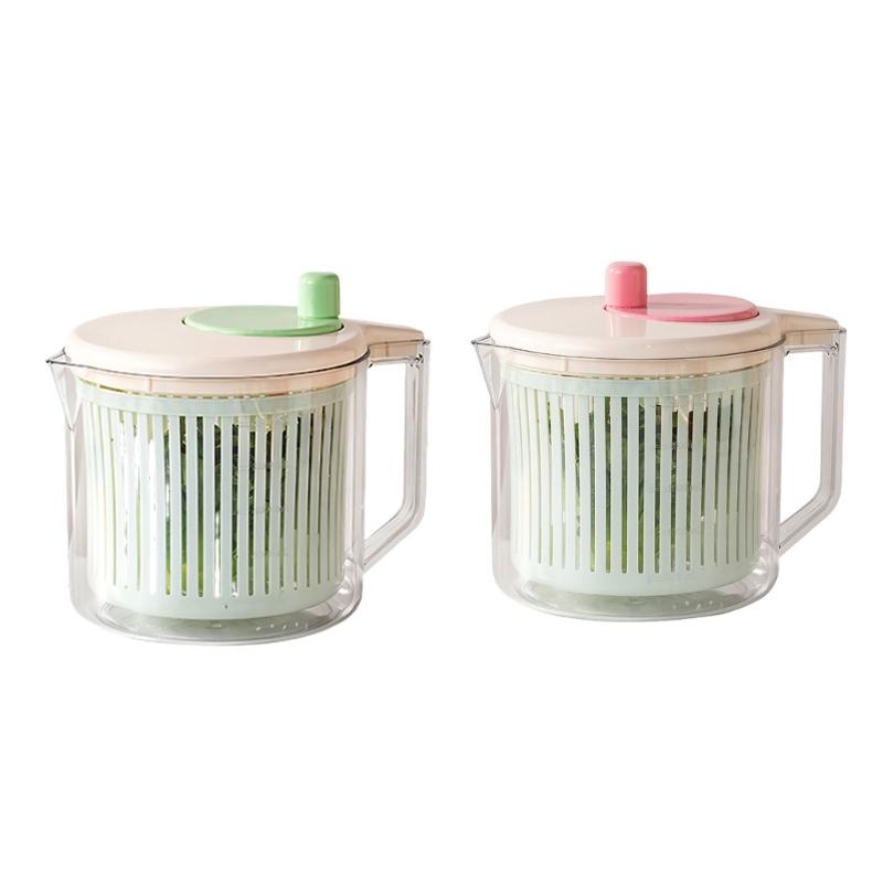 Modern Plastic Salad Spinner And Vegetable Dryer Dehydrator Drain Basket with Handle Kitchen Supplies