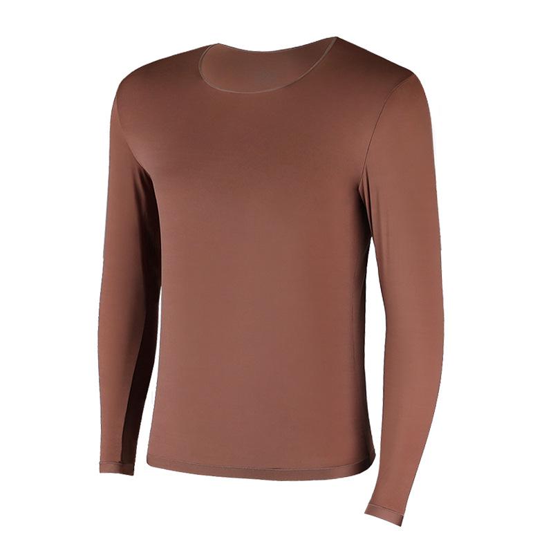 Men's Plus Size Lightweight Elastic Seamless Base Layer - Warm, Slimming Round Neck Top & Pants for Autumn/Winter