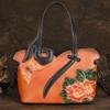 Genuine Leather Women Bag Handmade Embossing Retro Luxury Handbags Large Capacity Shoulder & Crossbody Bags