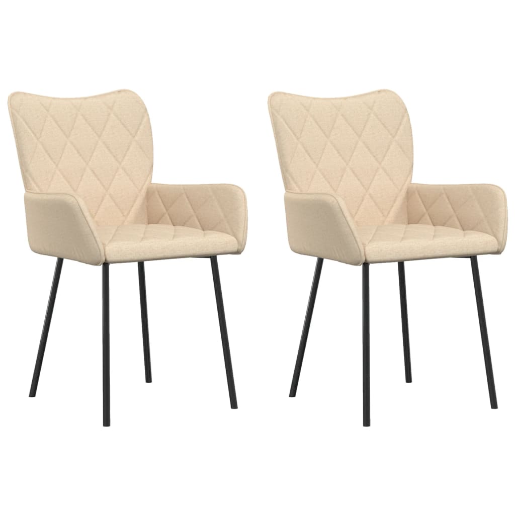 Dining Chairs 2 Pcs. Cream Fabric