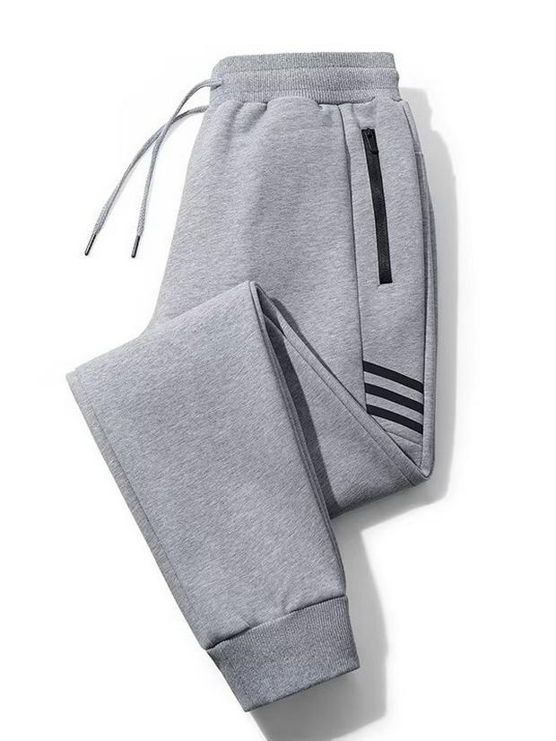 Men's Plus Size Velvet Sports Pants - Cuffed, Straight Leg Casual Sweatpants for Autumn and Winter