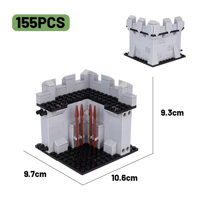 MOC Mittelalterliche Burg Burg Bausteine Set Gefangenentransport Feuerstelle Alte Mauer Brotbackofen Stall Kirche DIY Steine Spielzeug Jungen Geschenk