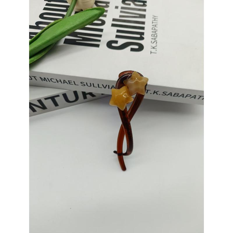 Elegant Flower Hairpin for Women Girl Simple Solid Plastic One Word Twist Clip Hairpin Shark Clip Headwear Hair Style Accessorie