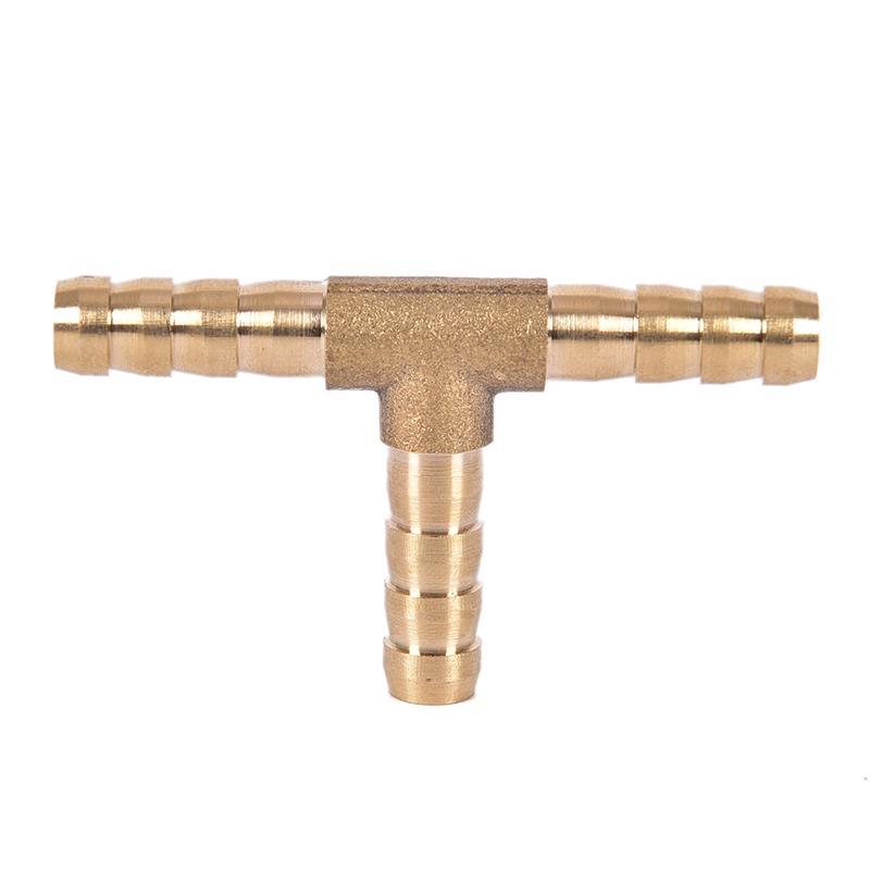 1Pc 6~16Mm Brass T Piece 3 Way Fuel Hose Connector For Compressed Air Oil Gas Pipe