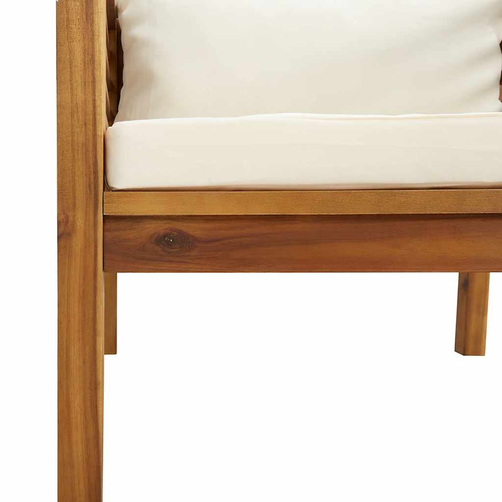Vidaxl Garden Chair With Cream Cushions, Solid Acacia Wood