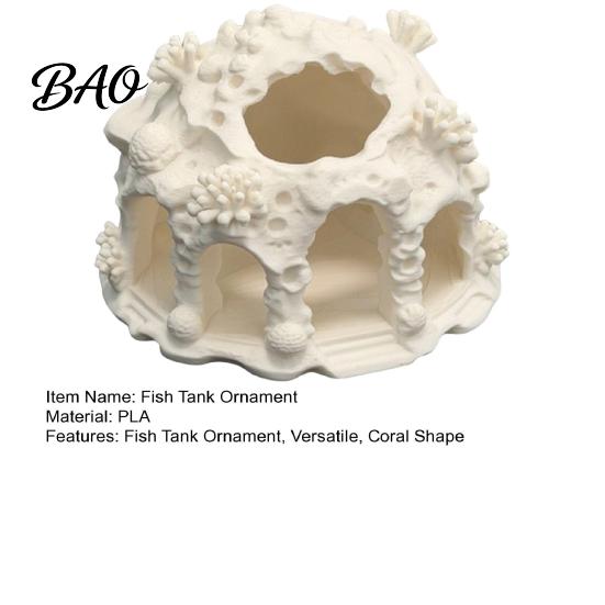 Fish Tank Shelter Coral House Landscaping Ornament, 3D Printed Reptile Hideout Aquarium Resin Ornament Cave, Durable PLA Habitat for Small And Shrimp