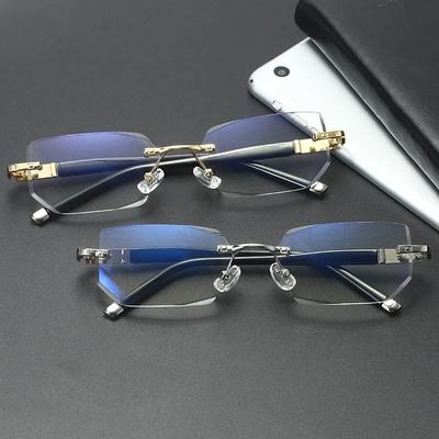 Neue stilvolle Blaulichtfilter-Lesebrille Unisex mit diamantgeschliffenem randlosem Design und hochauflösender Qualität