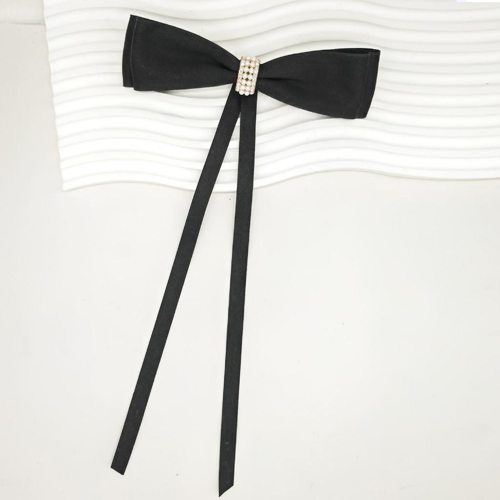 College Style Satin Bow Tie Pin With Alloy Butterfly Design For Women Graduation Accessories