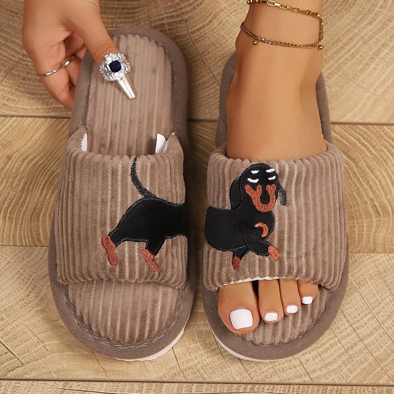 New Home Shoes, Furry Open Shoes, Warm Slippers for Couples