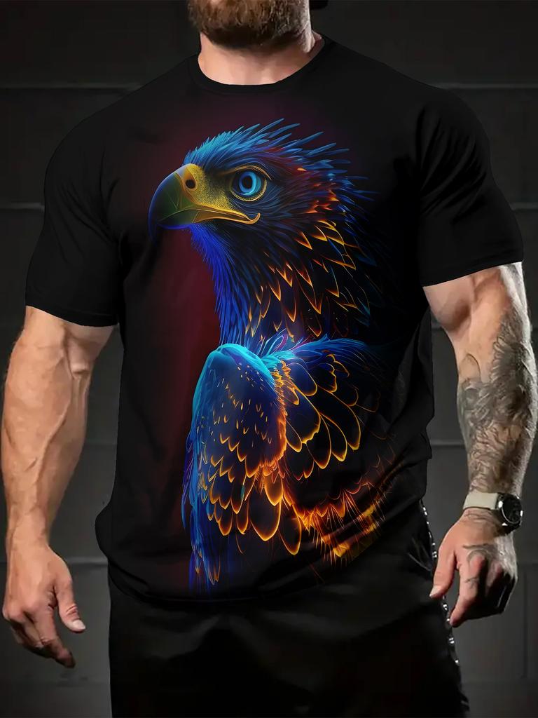 Fashionable and Fun Animal Cat Pattern Men's 3D Printed T-shirt with Oversized Short Sleeved Round Neck Casual Men's and Women's Clothing