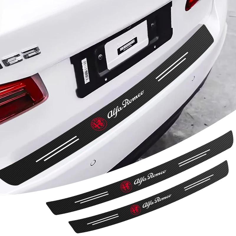 1 pièce Voiture Fibre de Carbone Coffre Arrière Pare-chocs Arrière Bord de Chargement Protecteur Autocollant Pour Alfa Romeo Sportiva Giulia Giulietta 159 156 Stelvio rty112