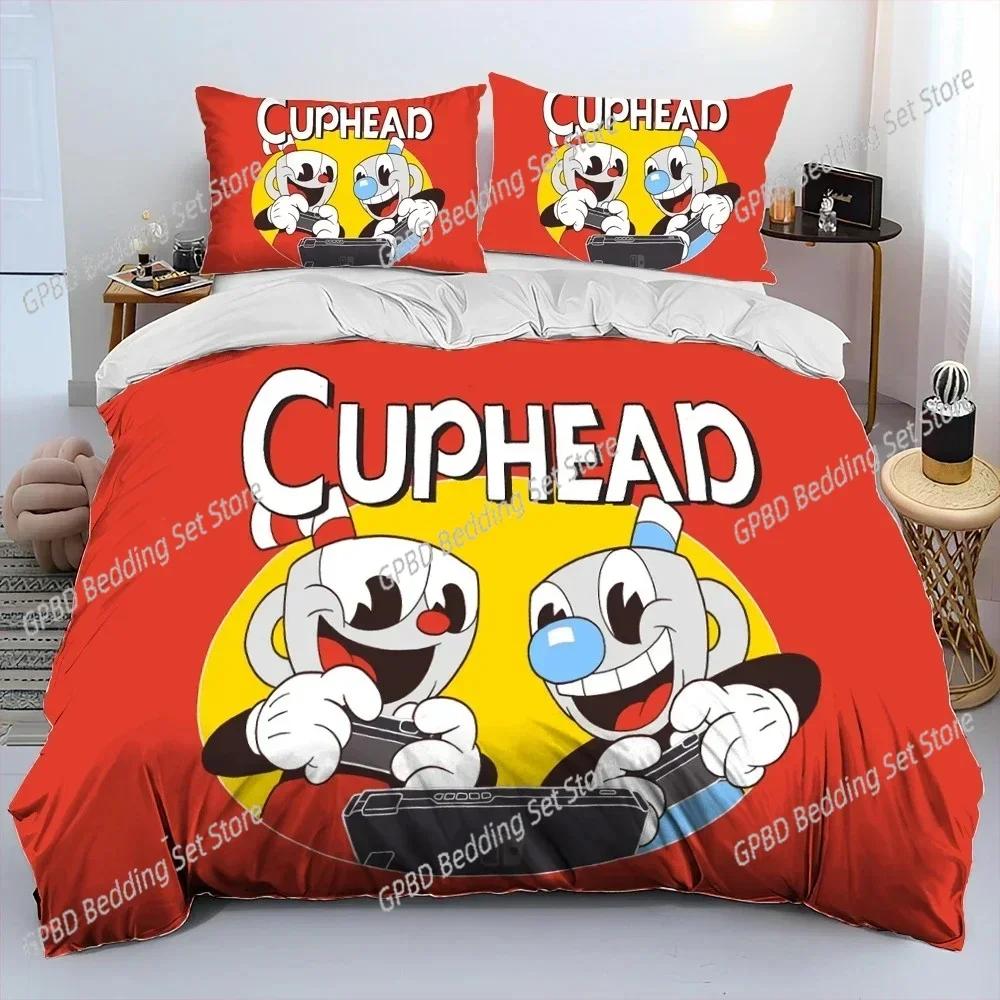 Cuphead And Mugman,Game 3D New Duvet Cover Pillowcase Bedding Set Adult Boy Girl Bedroom Decoration Children Single Double Large