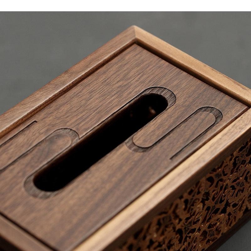 Vintage Walnut Wooden Tissue Boxes Rectangular Extractive Type Napkin Paper Towel Holders Home Desktop Toilet Box